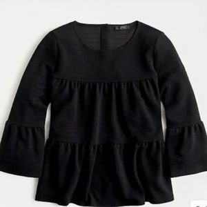 J. CREW Women's Size Large Black Button-back Tiered Top